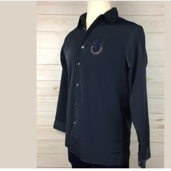 Ranchero Men's Blue Long sleeve Button Up Western Shirt Horse Embroidered Sz S - Picture 3 of 8